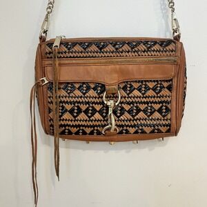 Rebecca Minkoff Brown Leather Crossbody Leather Boho Aztec‎ Fringe Purse